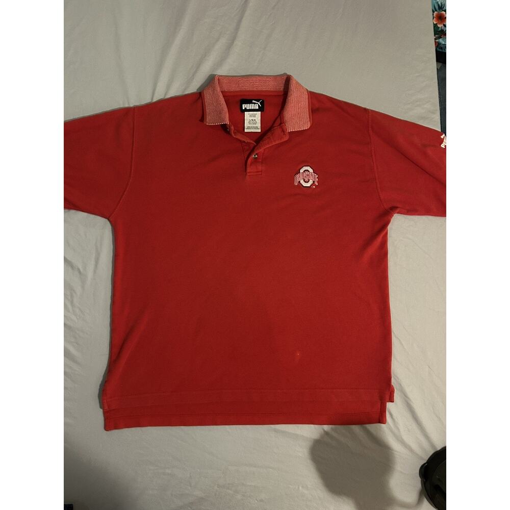 Puma Ohio State Buckeyes Red Polo Shirt Men's LARGE Classic Style (100% Cotton)
